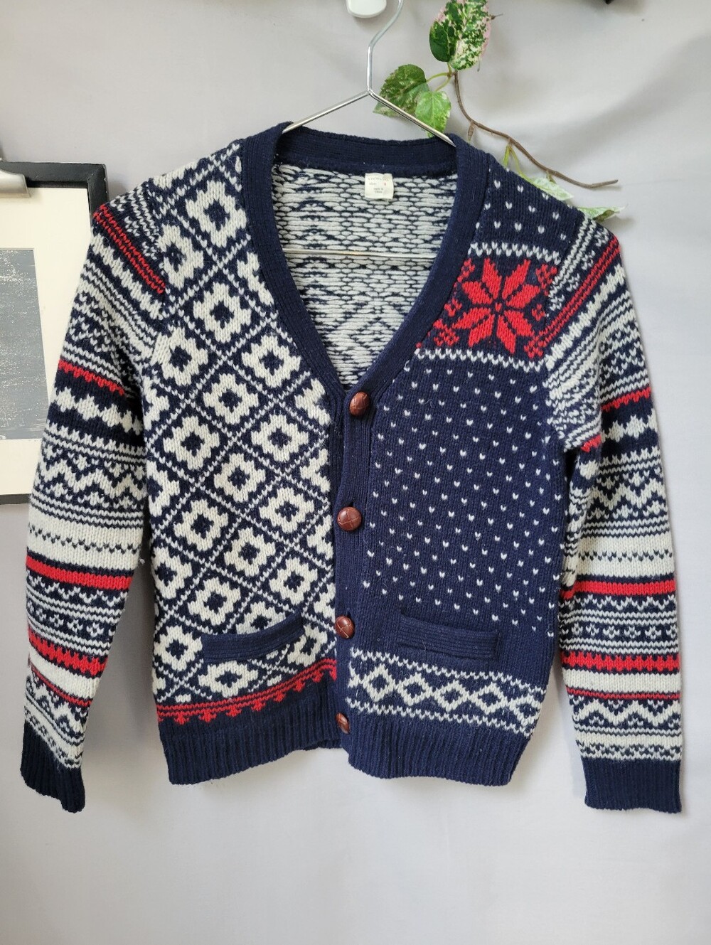 Vintage Crewcuts Lambswool Fair Isle Nordic Cardigan Sweater 8